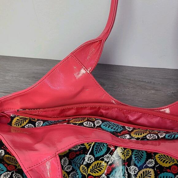 Vera Bradley Frill Collection Tote Bag Pink Snails Blue Yellow Leaves - Picture 5 of 11